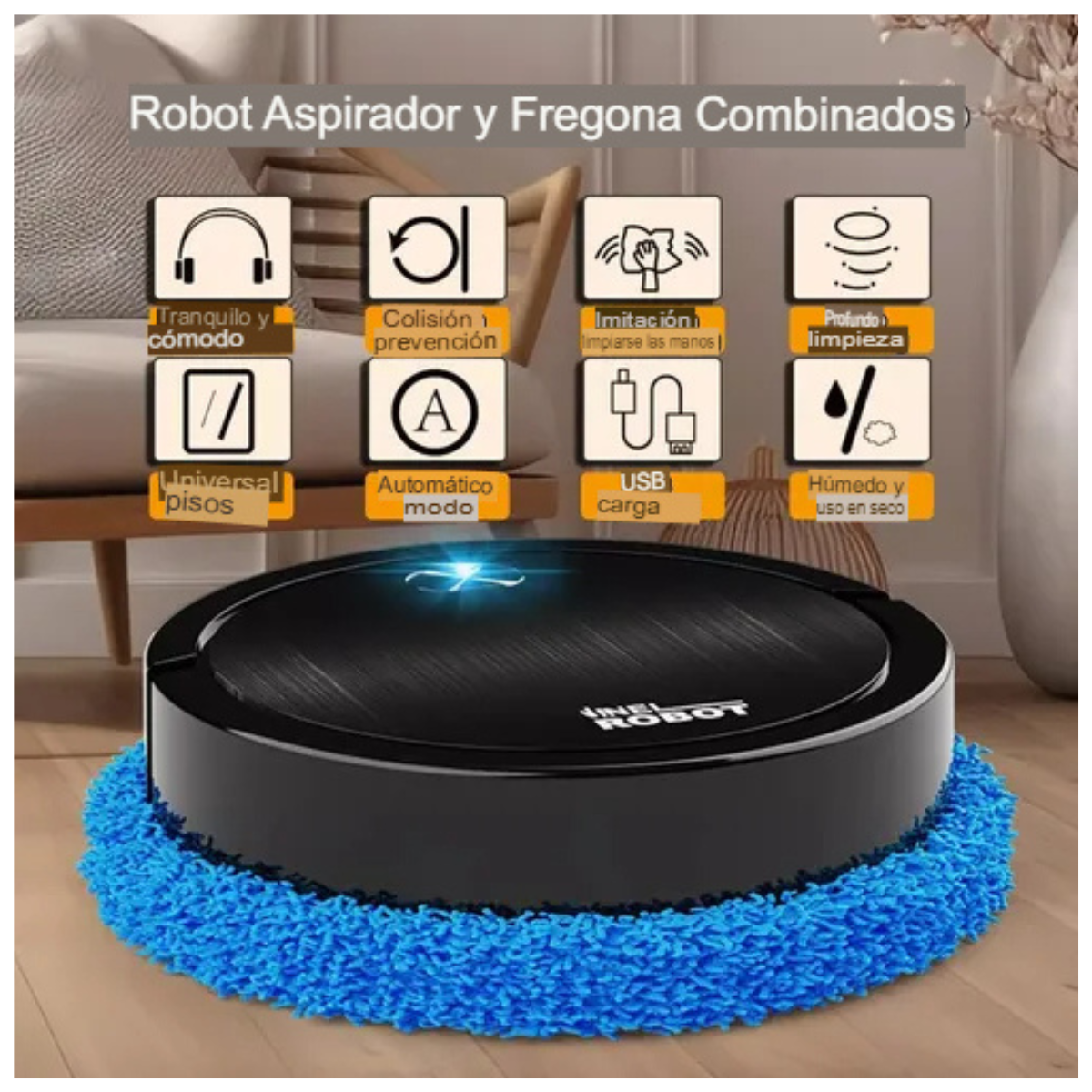 VortexONE - Robot Aspiradora Redondo Negro