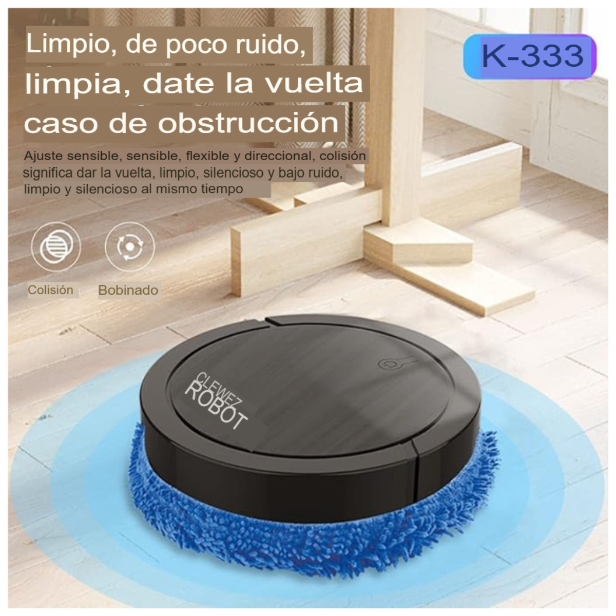 VortexONE - Robot Aspiradora Redondo Negro