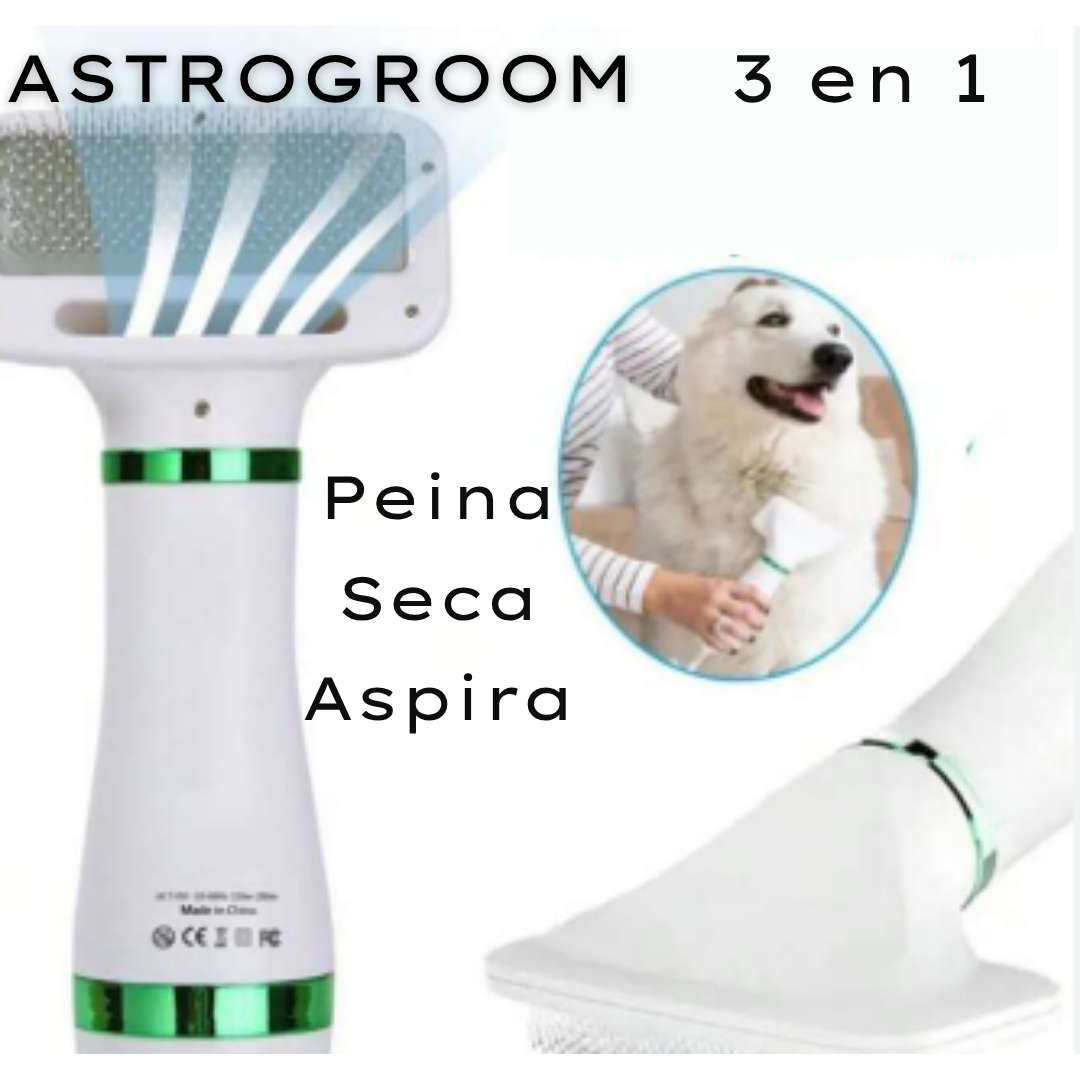 ASTROGROOM - Cepillo secador para mascotas Auto-Limpiable