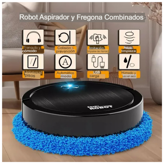 VortexONE - Robot Aspiradora Redondo Negro