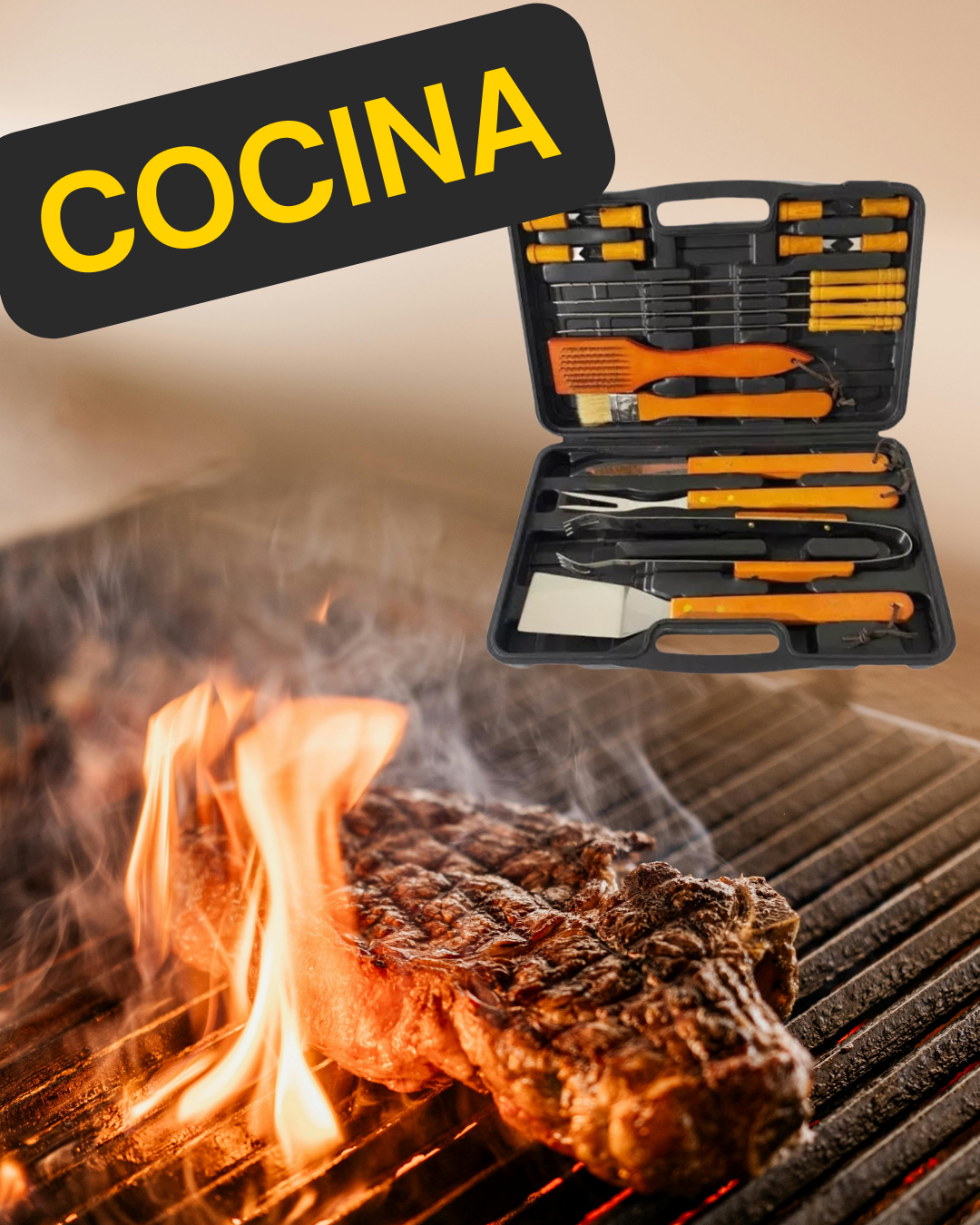 ASADOR ELITE - Maleta Set Parrilleros Asado 18 Piezas