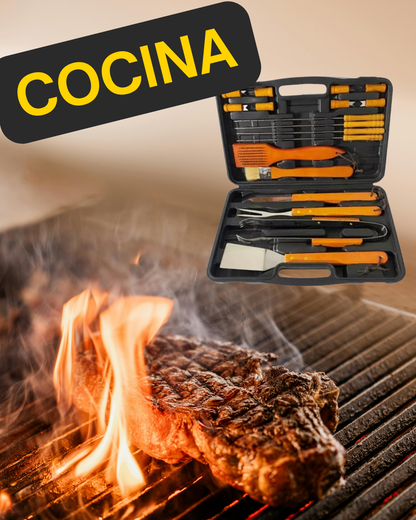 ASADOR ELITE - Maleta Set Parrilleros Asado 18 Piezas